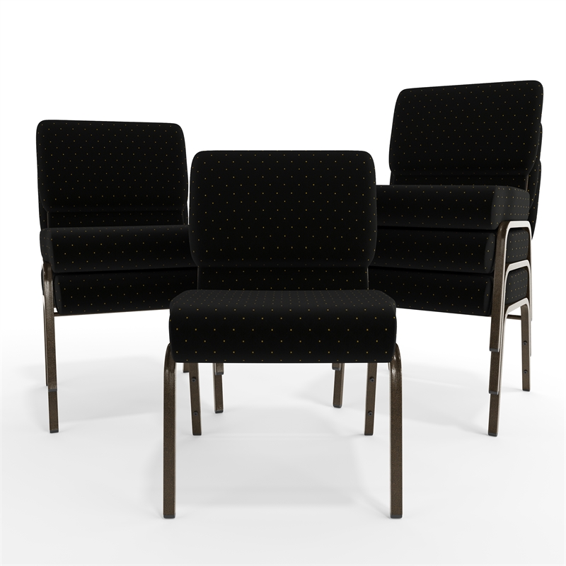 Flash Furniture Hercules Dotted Church Stacking Guest Chair in Black