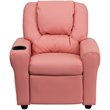 Flash Furniture Vinyl Recliner with Cup Holder and Headrest in Pink