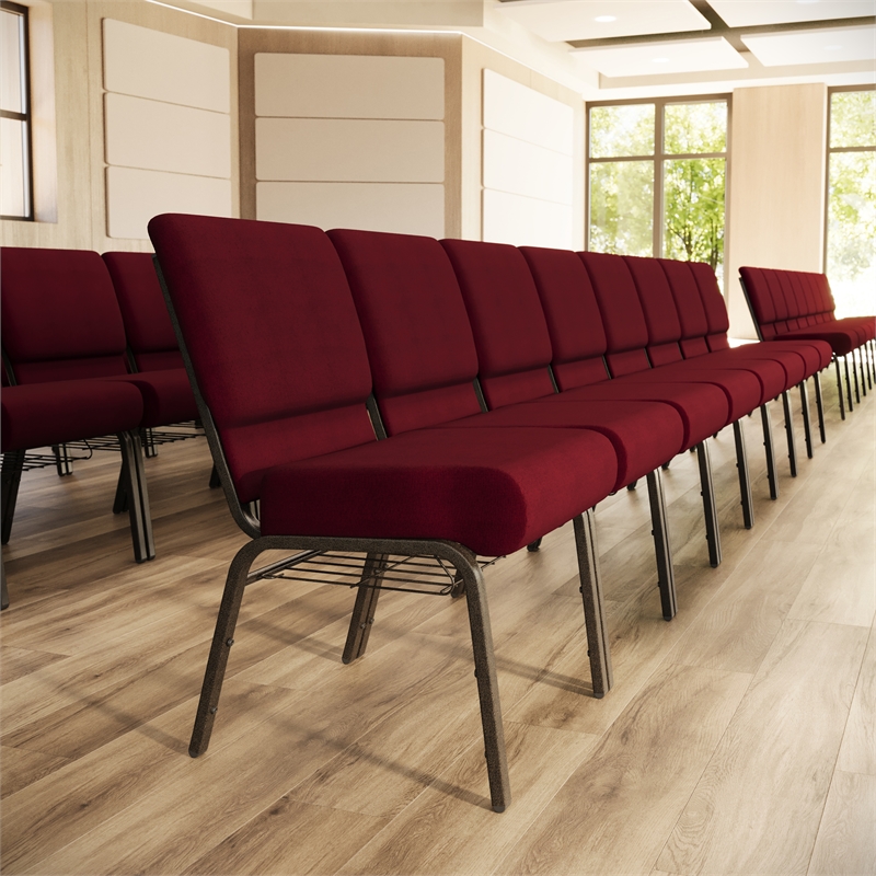 Flash Furniture Hercules Church Stacking Chair in Burgundy and Gold