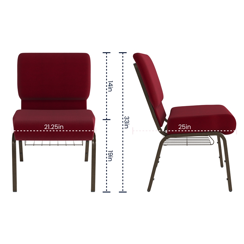 Flash Furniture Hercules Church Stacking Chair in Burgundy and Gold