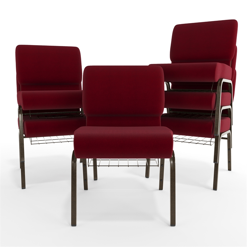 Flash Furniture Hercules Church Stacking Chair in Burgundy and Gold