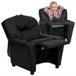 Flash Furniture Leathersoft Upholstered Kids Recliner with Cup Holder in Black