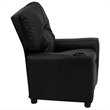 Flash Furniture Leathersoft Upholstered Kids Recliner with Cup Holder in Black