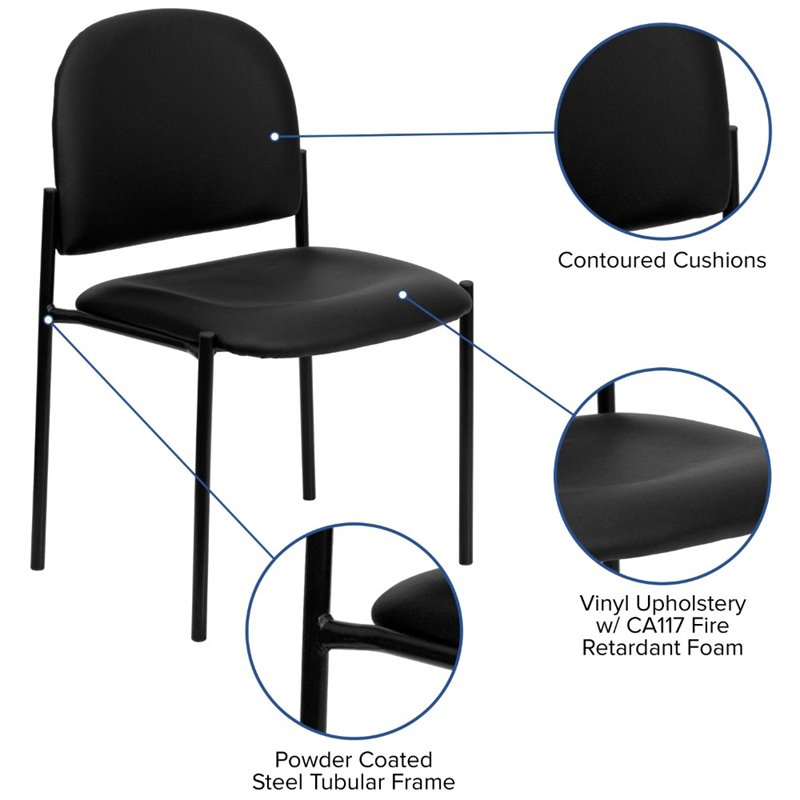 Flash Furniture Stacking Side Stacking Chair in Black