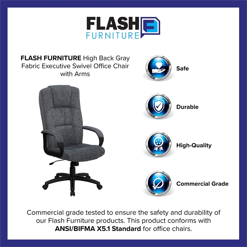 Flash Furniture High Back Office Chair in Gray