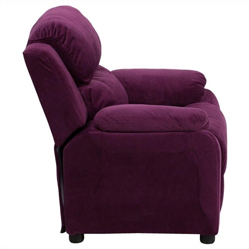 Flash Furniture Storage Arms Microfiber Upholstered Kids Recliner in Purple