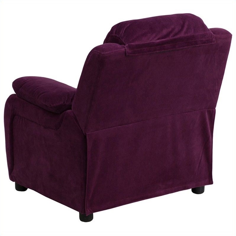 Flash Furniture Storage Arms Microfiber Upholstered Kids Recliner in Purple