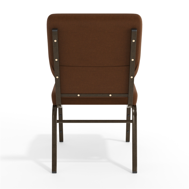 Flash Furniture Hercules Church Stacking Guest Chair in Brown and Gold