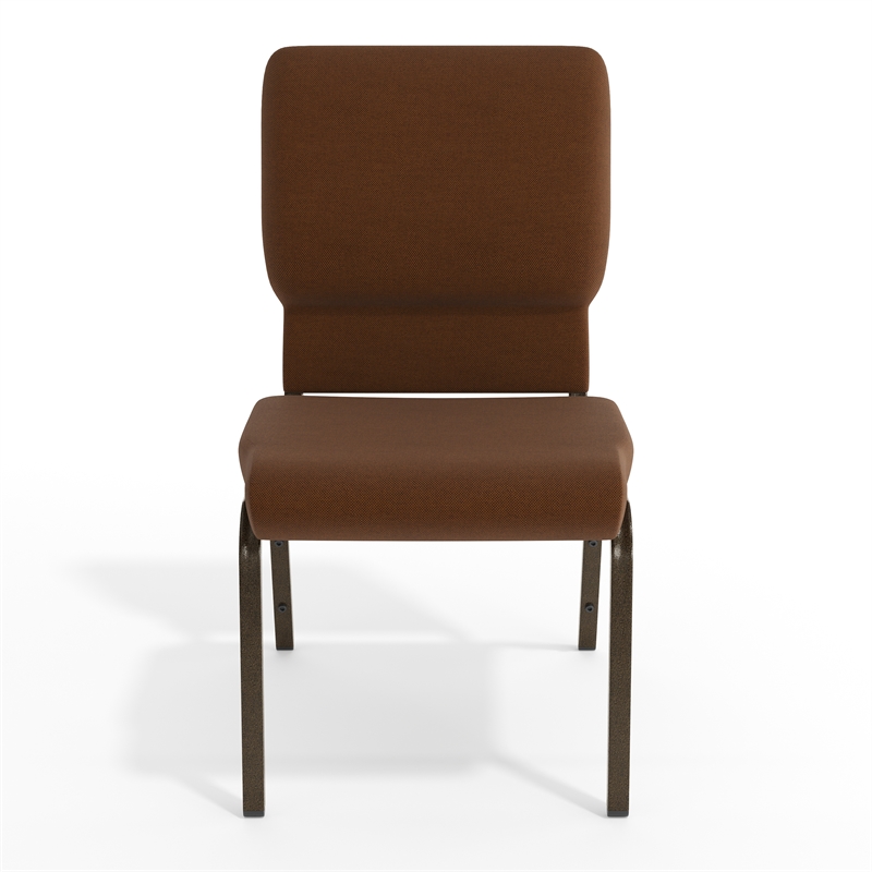 Flash Furniture Hercules Church Stacking Guest Chair in Brown and Gold