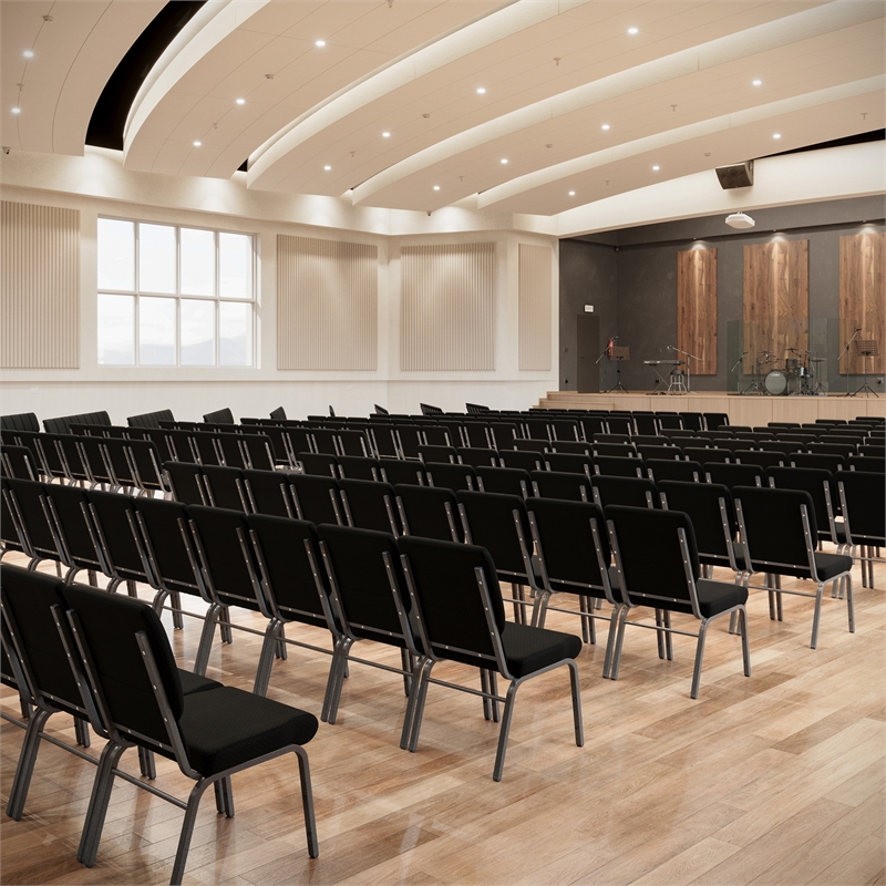 Flash Furniture Hercules Series Church Stacking Guest Chair in Black