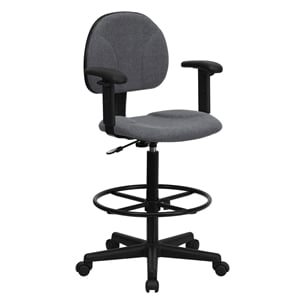 Flash Furniture Patterned Ergonomic Drafting Chair in Gray with Arms