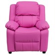 Flash Furniture Storage Arms Vinyl Upholstered Kids Recliner in Hot Pink