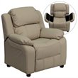 Flash Furniture Storage Arms Vinyl Upholstered Kids Recliner in Beige