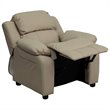 Flash Furniture Storage Arms Vinyl Upholstered Kids Recliner in Beige
