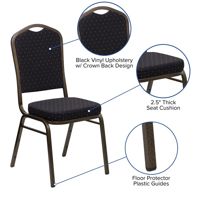 Flash Furniture Hercules Crown Back Banquet Stacking Chair in Black