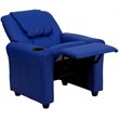 Flash Furniture Vinyl Recliner with Cup Holder and Headrest in Blue