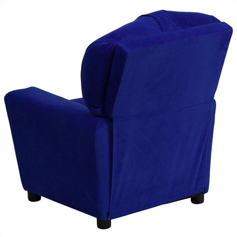 Flash Furniture Microfiber Upholstered Kids Recliner with Cup Holder in Blue