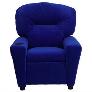 Flash Furniture Microfiber Upholstered Kids Recliner with Cup Holder in Blue