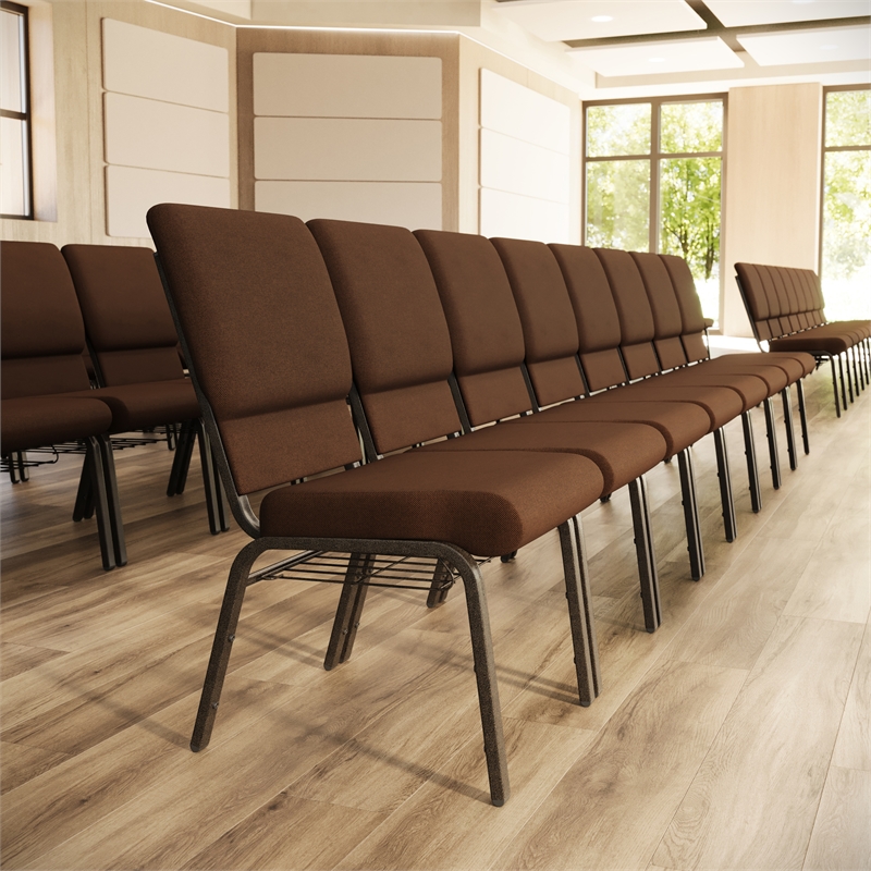 Flash Furniture Hercules Series Church Stacking Guest Chair in Brown