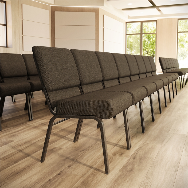 Flash Furniture Hercules Stacking Church Stacking Guest Chair in Brown