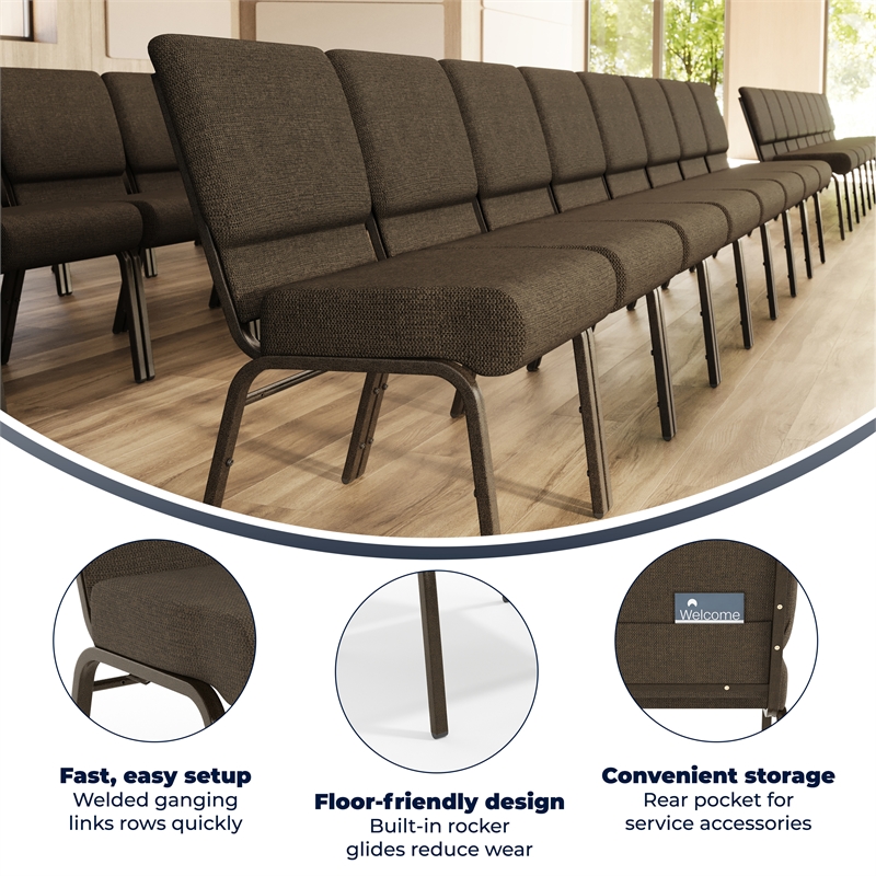 Flash Furniture Hercules Stacking Church Stacking Guest Chair in Brown