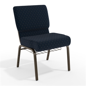 Flash Furniture Hercules Patterned Church Stacking Chair in Navy Blue