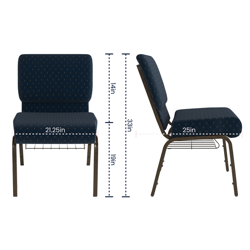 Flash Furniture Hercules Patterned Church Stacking Chair in Navy Blue