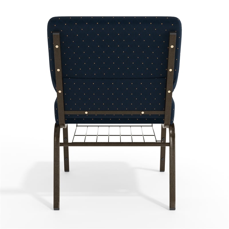 Flash Furniture Hercules Patterned Church Stacking Chair in Navy Blue