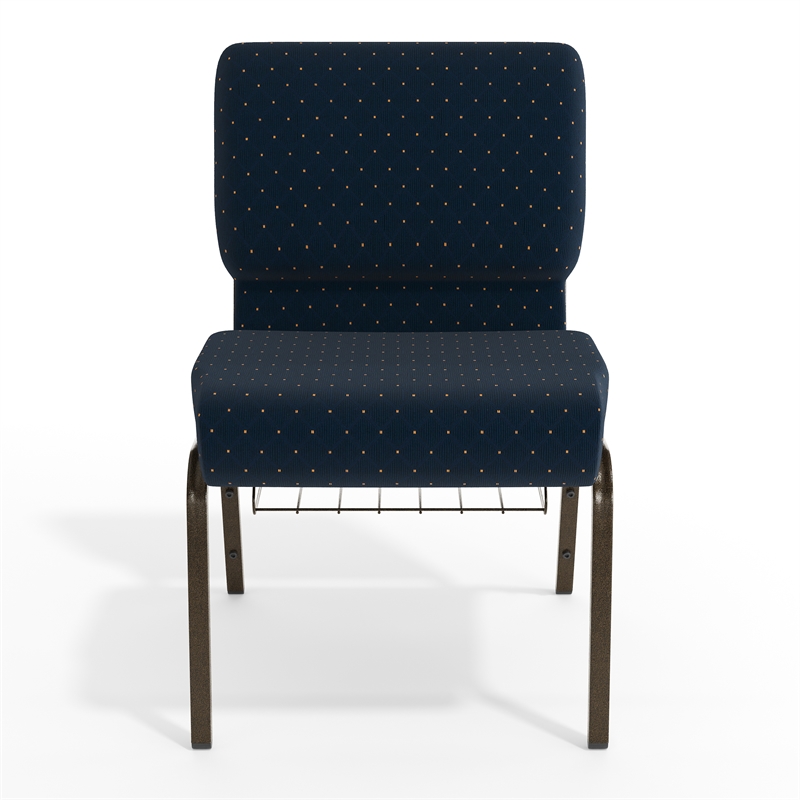 Flash Furniture Hercules Patterned Church Stacking Chair in Navy Blue