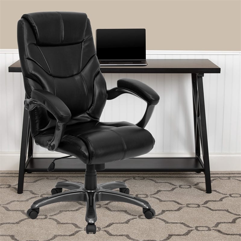 Flash Furniture High Back Overstuffed Executive Office Chair in Black
