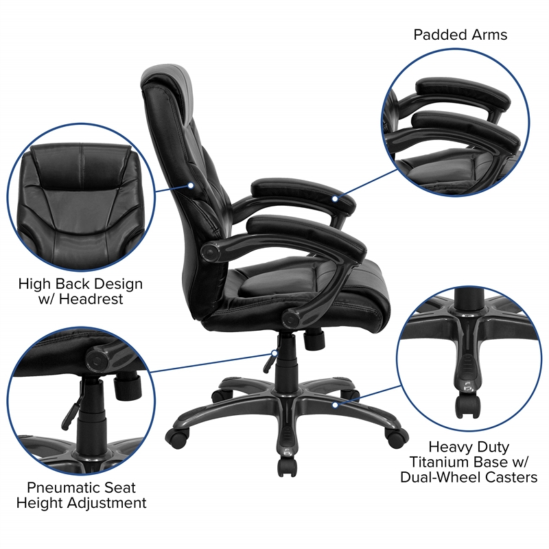 Flash Furniture High Back Overstuffed Executive Office Chair in Black