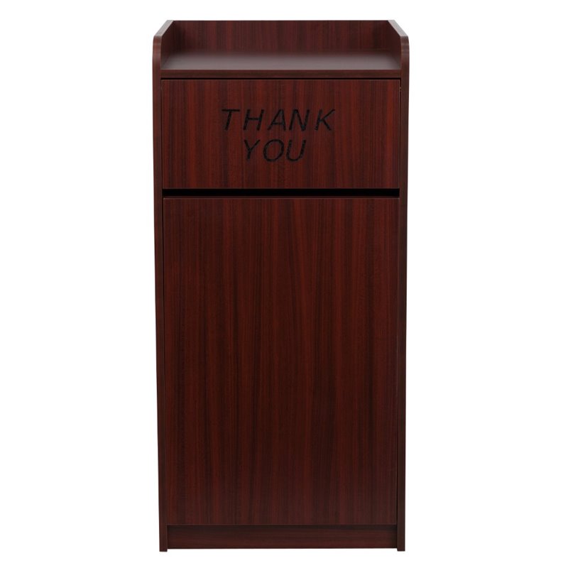 Flash Furniture Wood Tray Top Receptacle in Mahogany