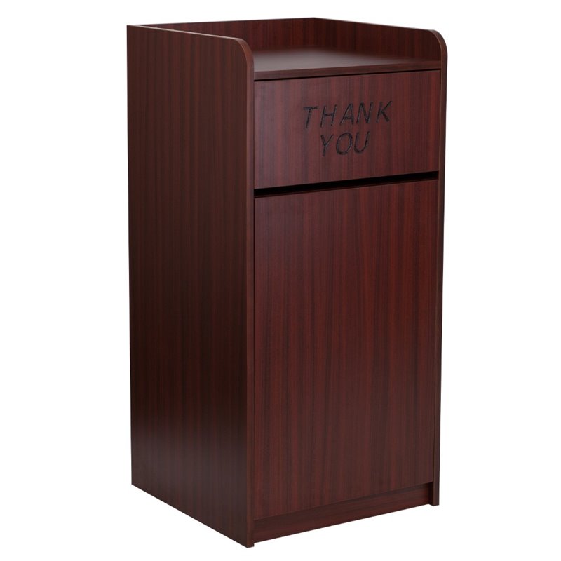 Flash Furniture Wood Tray Top Receptacle in Mahogany
