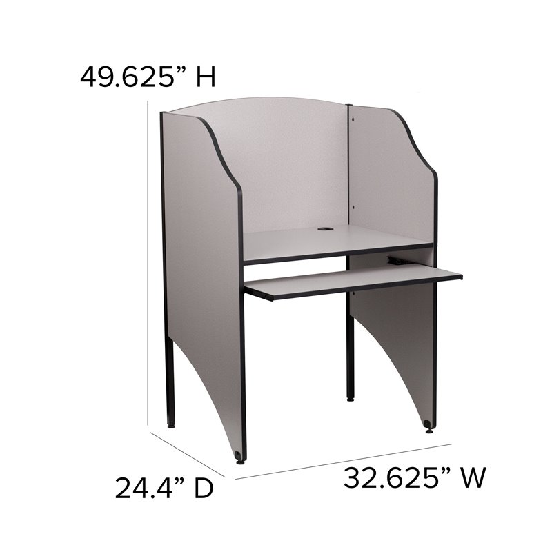 Flash Furniture Kevin Starter Study Carrel in Nebula Grey Finish