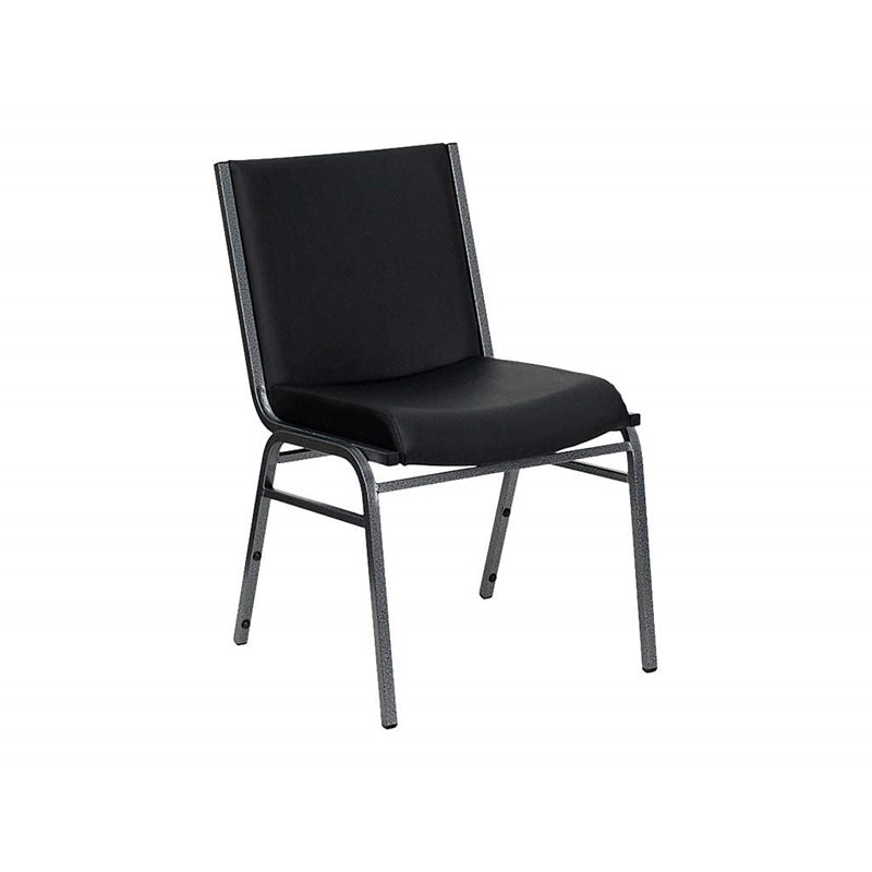 Flash Furniture Hercules Upholstered Stacking Chair in Black Vinyl