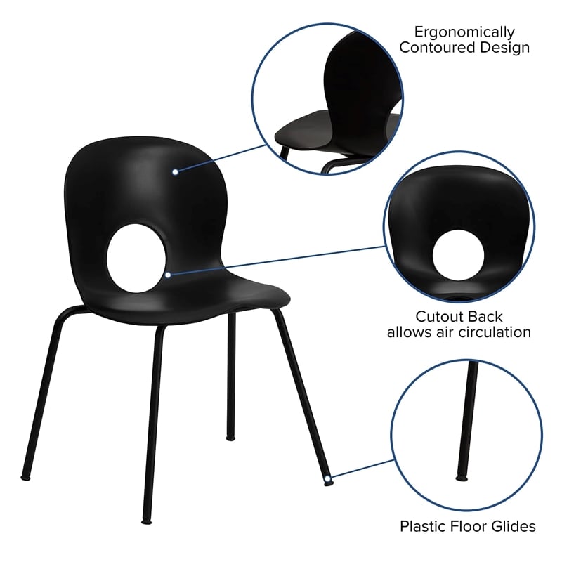 Flash Furniture Hercules Plastic Designer Back Stacking Chair in Black