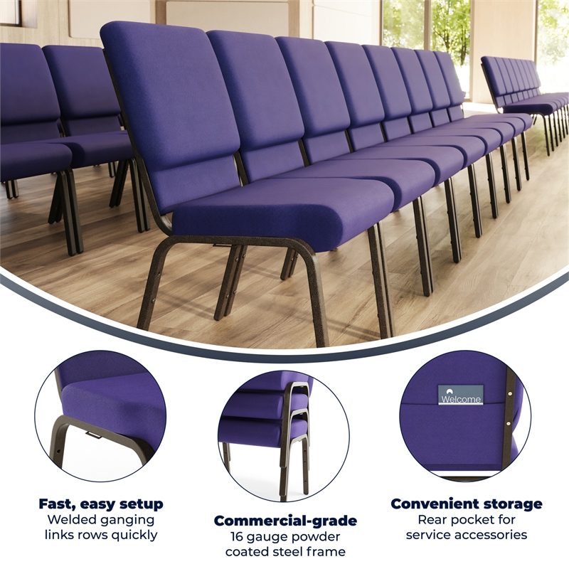 Flash Furniture Hercules Church Stacking Guest Chair in Purple