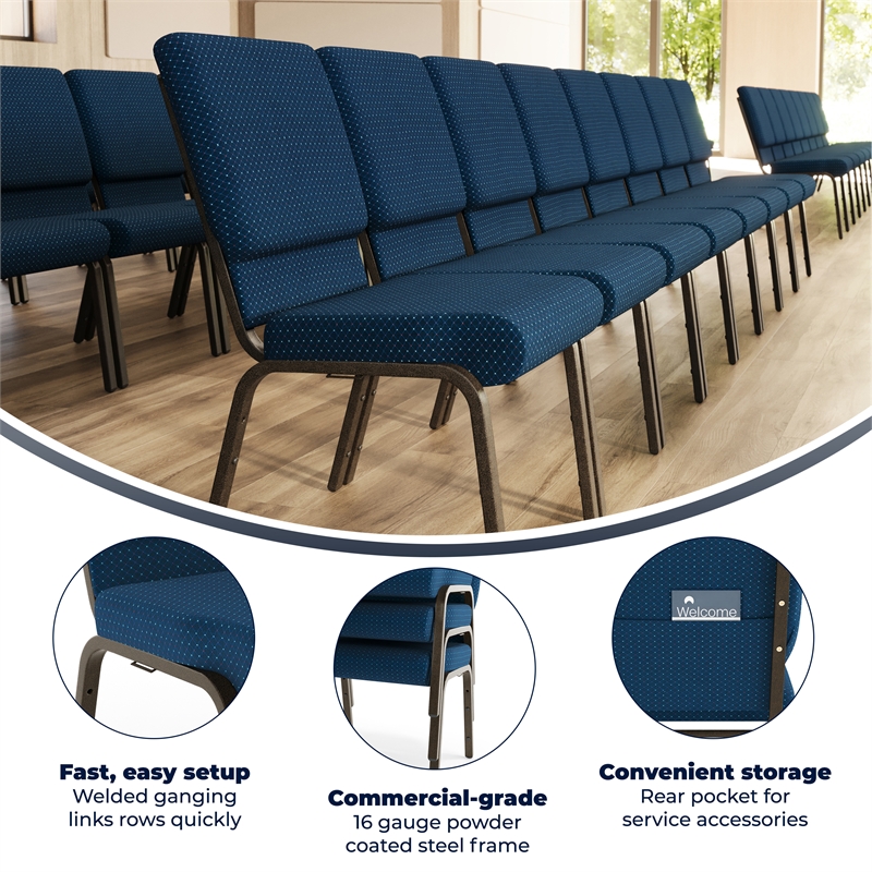 Flash Furniture Hercules Church Stacking Guest Chair in Navy Blue