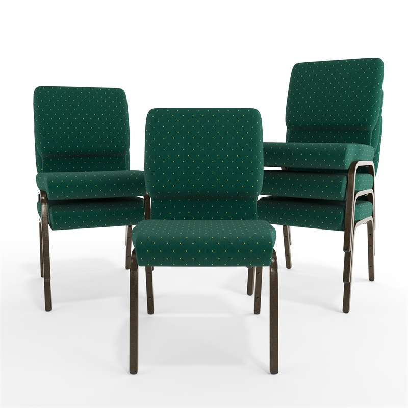 Flash Furniture Hercules Stacking Church Stacking Guest Chair in Green