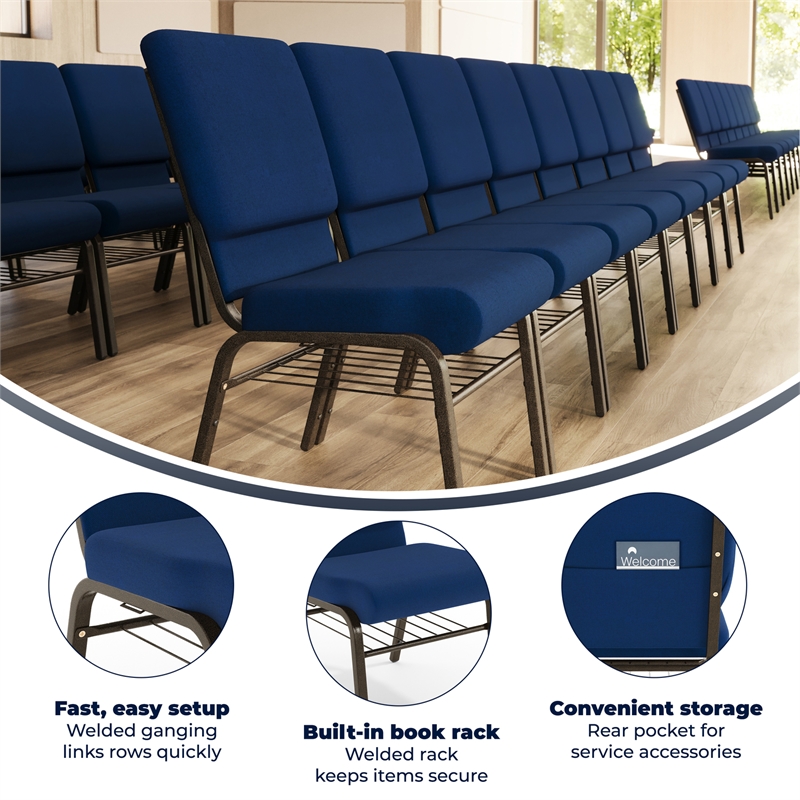 Flash Furniture Hercules Church Stacking Guest Chair in Navy Blue