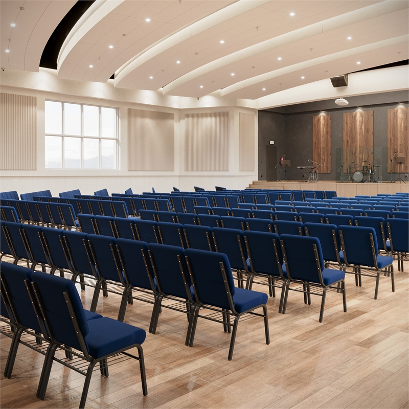 Flash Furniture Hercules Church Stacking Guest Chair in Navy Blue