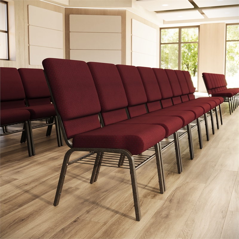 Flash Furniture Hercules Church Stacking Guest Chair in Burgundy