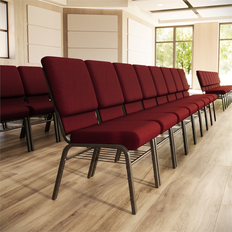 Flash Furniture Hercules Church Stacking Guest Chair in Burgundy