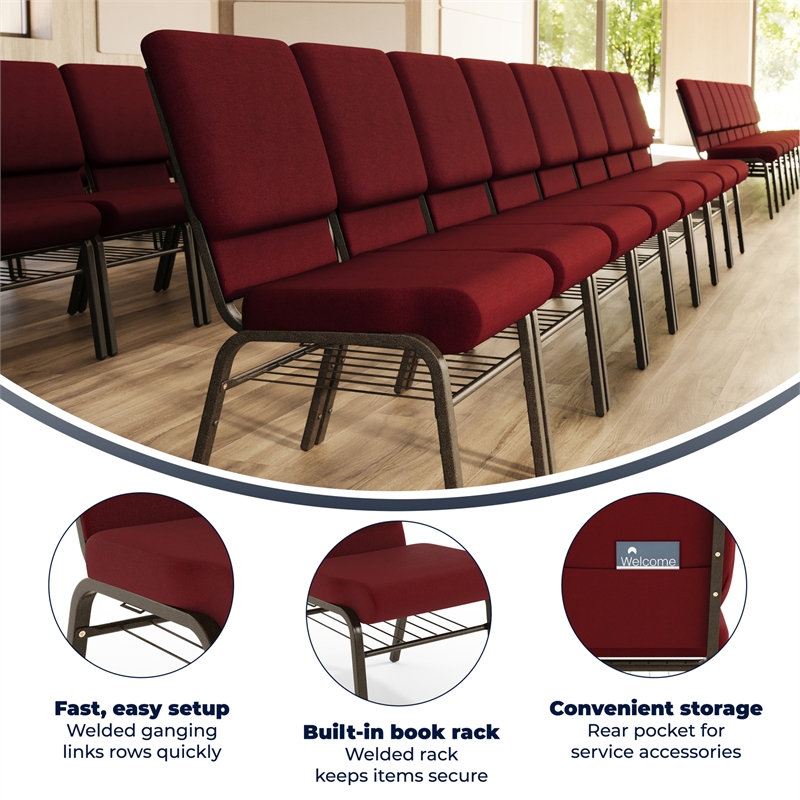 Flash Furniture Hercules Church Stacking Guest Chair in Burgundy