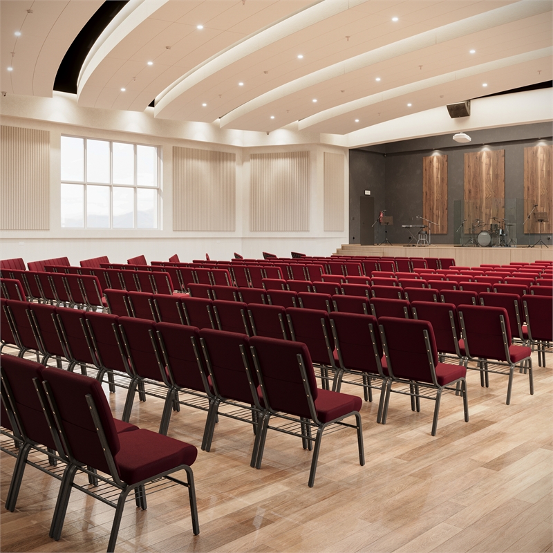 Flash Furniture Hercules Church Stacking Guest Chair in Burgundy