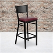 Flash Furniture Metal Restaurant Bar Stool in Black and Burgundy