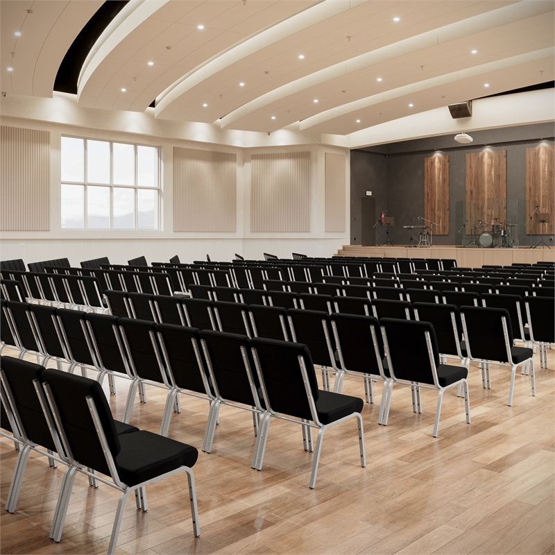 Flash Furniture Hercules Church Stacking Guest Chair in Black