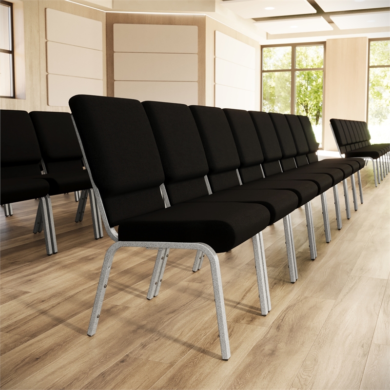 Flash Furniture Hercules Church Stacking Guest Chair in Black
