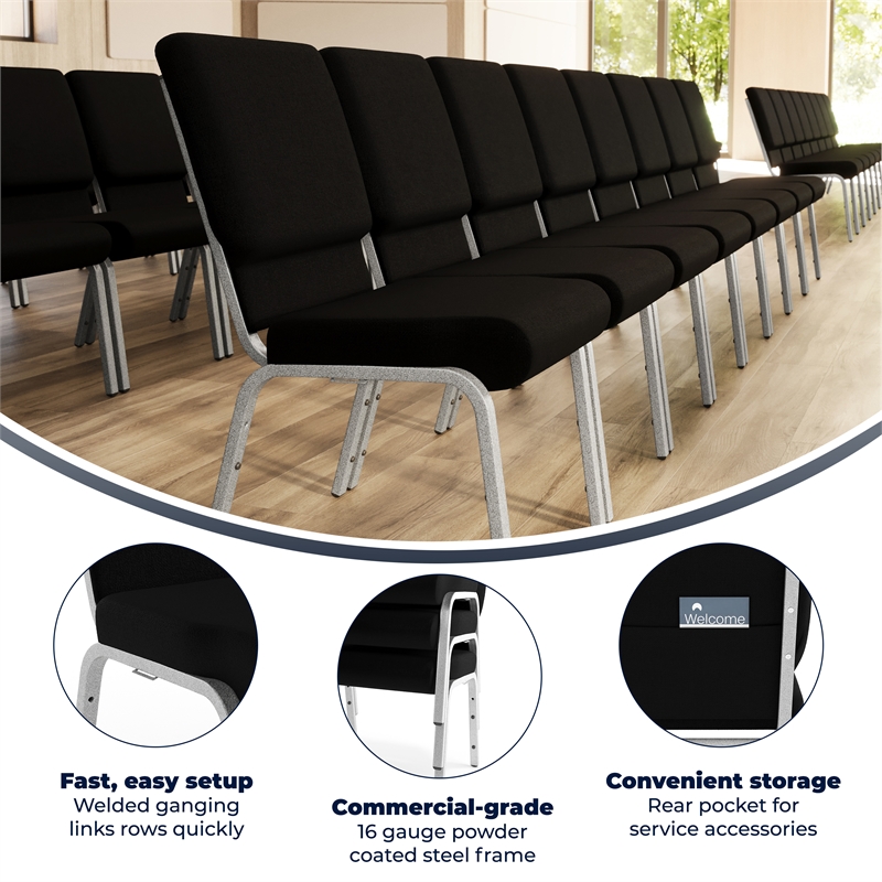 Flash Furniture Hercules Church Stacking Guest Chair in Black