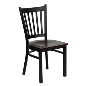 Flash Furniture Hercules Black Back Metal Dining Chair in Mahogany
